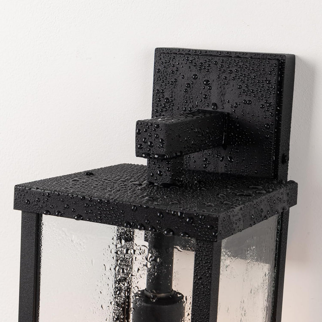 18" Classic Outdoor Wall Sconce 1 Light in Matte Black Rectangular Metal Frame and Clear Glass Shade Waterproof Porch