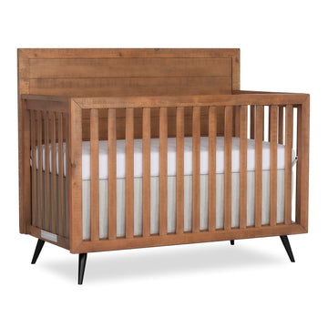 Évolur Stilnovo Mid-Century 4-in-1 Convertible Baby Crib in Sugar Cane, GreenGuard Gold & JPMA, Converts to Toddler