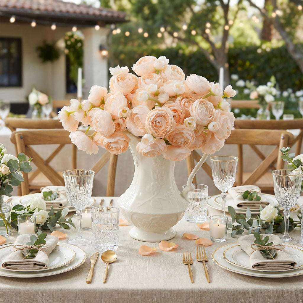 Ranunculus Artificial Flowers 18 Pcs, Faux Silk Mini Peonies Bulk Flowers for Vase, Fake Wedding Filler Flowers for