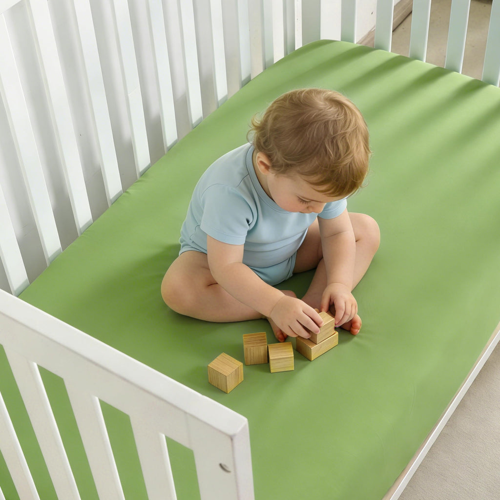 Microfiber Crib Fitted Sheets, 2 Pack, 28 x 52, Green