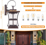 2-Pack Dusk to Dawn Outdoor Lighting - Oil Rubbed Bronze Exterior Porch Light Fixtures Wall Mount