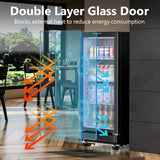 6 Cu.Ft Commercial Refrigerators, Display Fridge with Double-Tempered Glass Door
