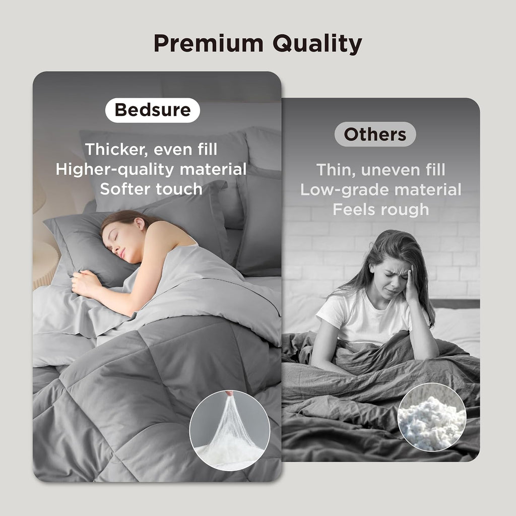 Queen Bed in a Bag Reversible Bed Set 7 Pieces Grey/Light Grey - Set of 7