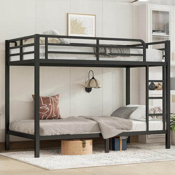Metal Twin XL Over Twin XL Bunk Bed for Adults/Kids,Heavy Duty Adults Bunk Beds with Guardrail & Ladders,Twin XL Size