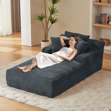 Couch Chaise Lounge Chair Indoor, Boneless Sleeper Sofa Bed, Grey