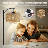 Arc Floor Lamp with Remote Control,Farmhouse Boho Floor Lamps with 3 Color Temperature