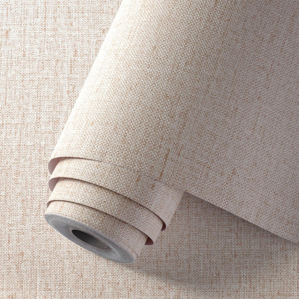 Beige Wallpaper Peel and Stick 472" Textured Beige Grasscloth Contact Paper Faux Linen Stick on Wall Paper Waterproof