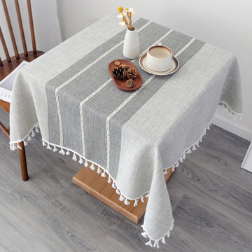 Waterproof Cotton Linen Washable Square Tablecloth 52 x 52 Inch Grey