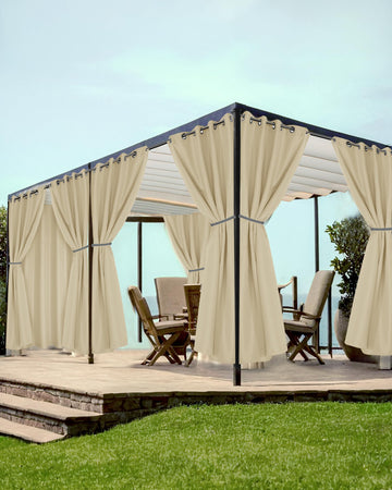 Grommet Outdoor Curtains Waterproof 8 Pcs 54x95 In Cream