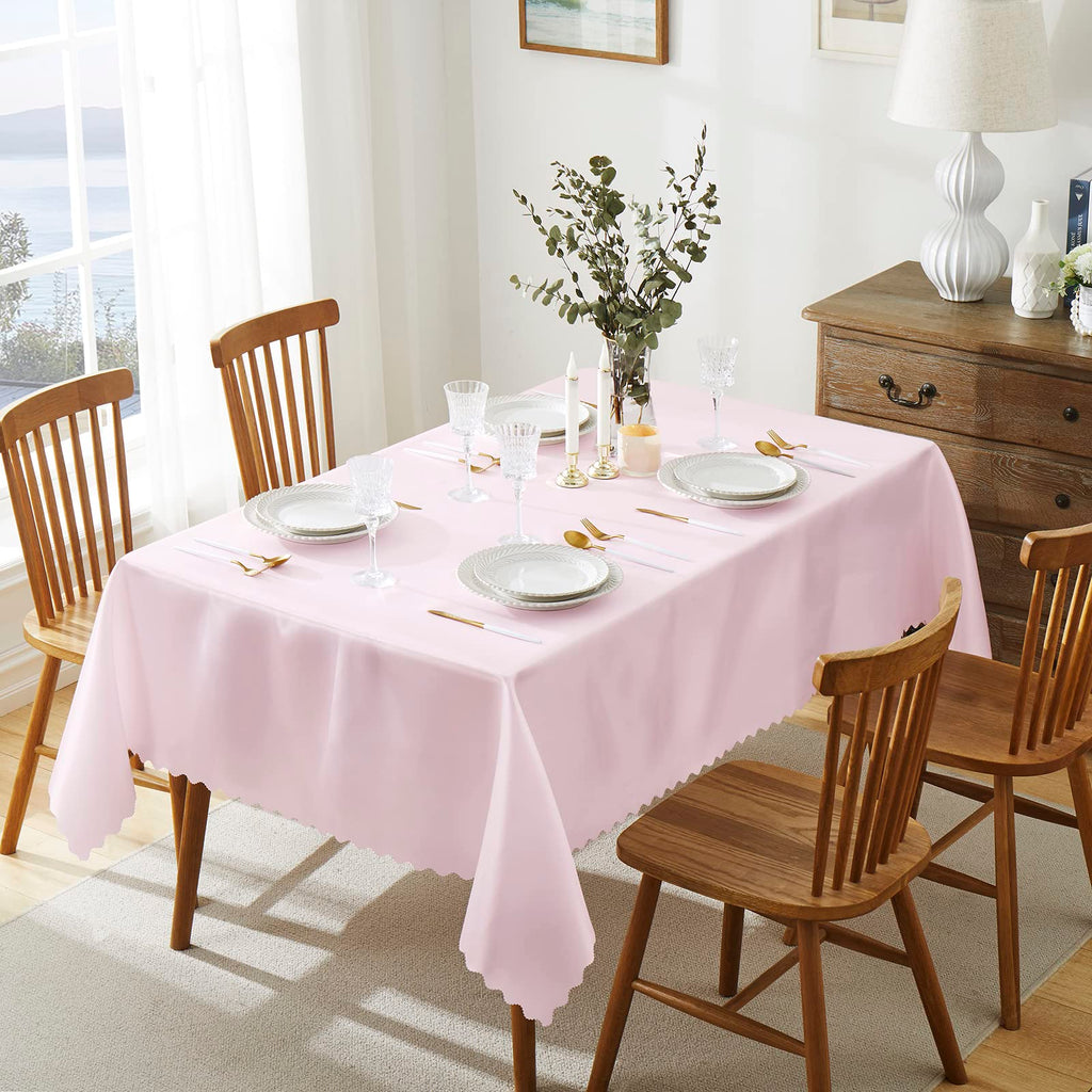 2 Pack Light Pink Satin Tablecloth 60 x 120 Inches Rectangle