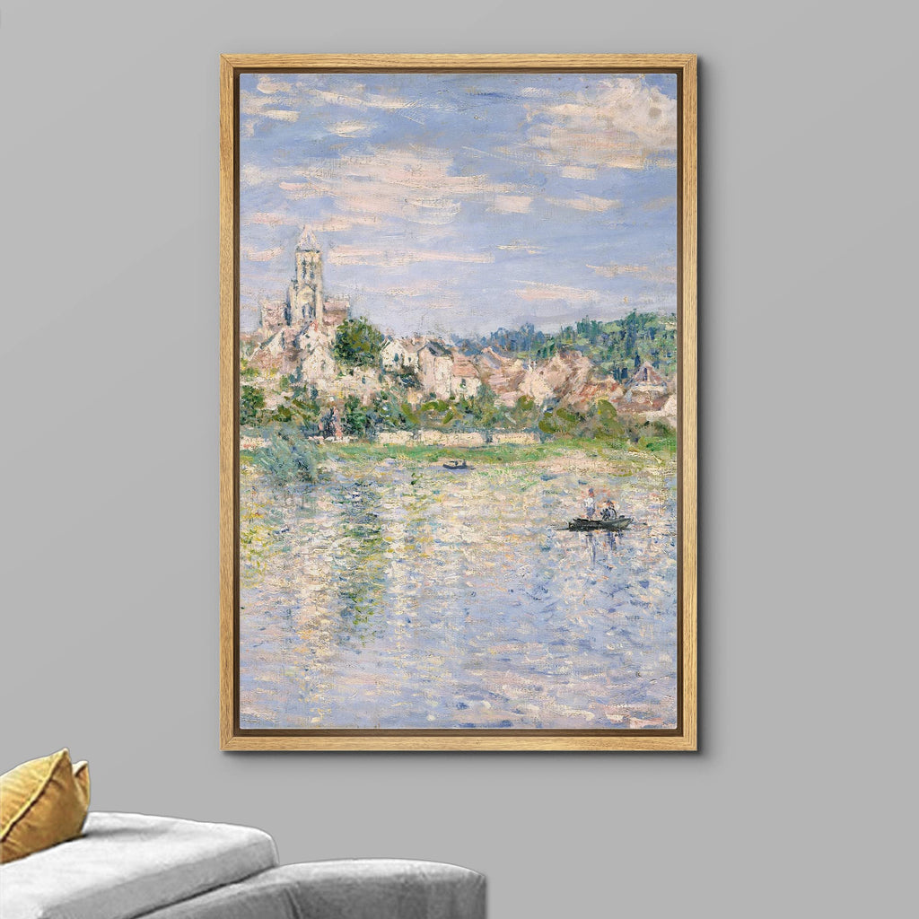 Framed Canvas Print Wall Art Norman Farm Through Trees Claude Monet Classical Illustrations Fine Art Decorative