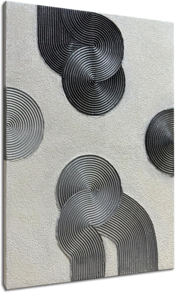 Grey and Black Abstract Textured Wall Art, Hand-Painted 3D Oil Paintings on Canvas Wall Art 40x28 inch Contemporary