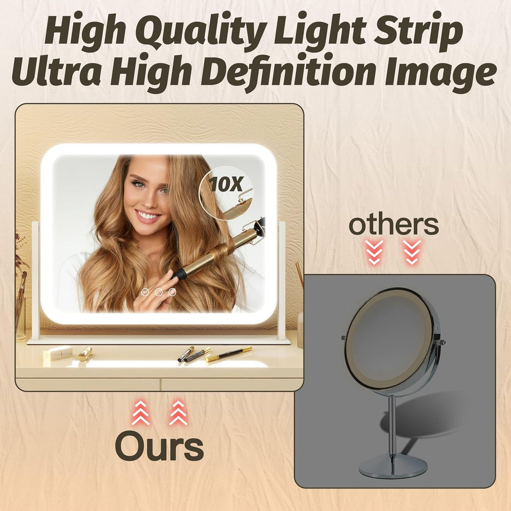 Vanity Mirror with Lights 17''x13'' Makeup Mirror with Lights,Vanity Mirror Touch Screen with 3-Color Lighting
