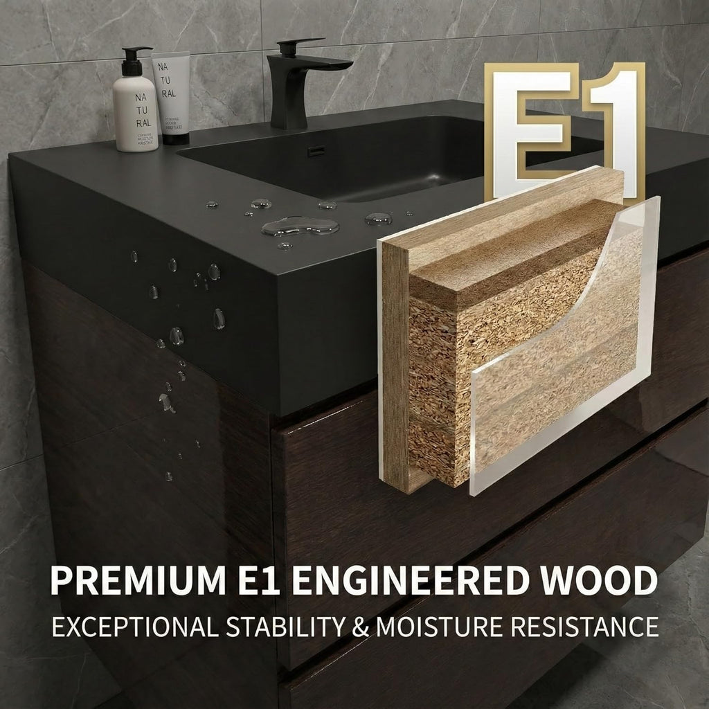 36 Inch Bathroom Vanity with Sink, Overflow, Large Storage, Wall Mounted, Floating, Modern, One-Piece Sink Basin
