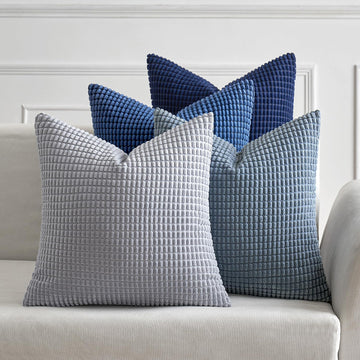 Blue Decorative Pillow Covers 18x18 Inch Set of 4 Boho Western Farmhouse Home Decor Couch Throw Pillows Summer