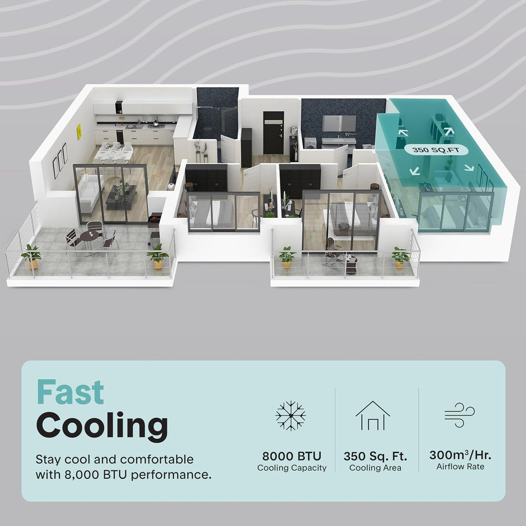 8,000 BTU Portable Air Conditioner and Heater, Small AC with Dehumidifier and Fan, Wifi Function