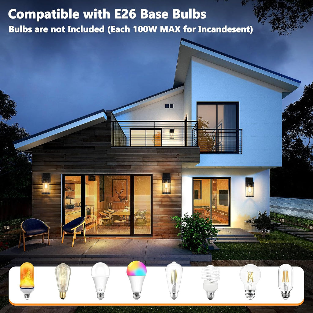 Outdoor Wall Light Fixtures, Waterproof Matte Black Exterior Wall Lantern Sconce Porch Lights