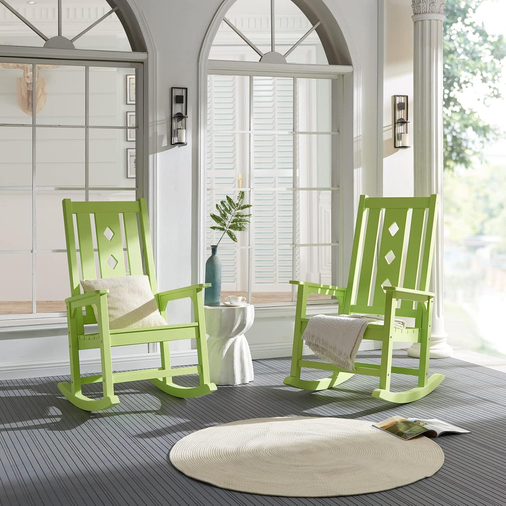 Oversized Outdoor Rocking Chair, Porch Rocker with High Back - Grey | All Weather Resistant rocking chair for Lawn