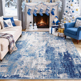 5x7 Washable Modern Abstract Area Rug, Soft Non-Slip Carpet for Living Room Bedroom Blue Grey