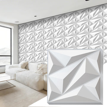 3D Wall Panels White PVC Wall Panels for Interior Decor 12"x12"