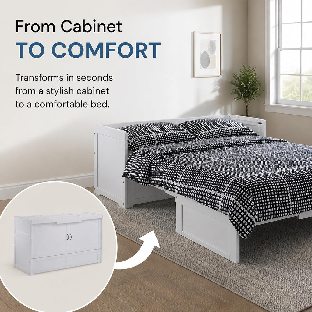 Murphy Cube Cabinet Bed (White, Queen)
