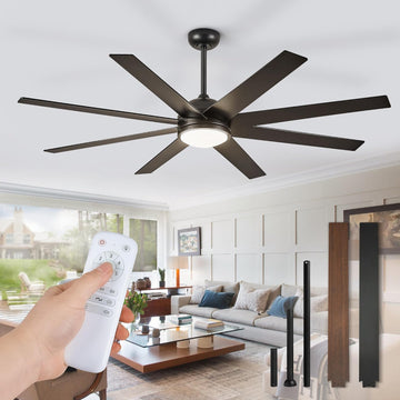72" Ceiling Fan with LED Light and Remote - Classic Black