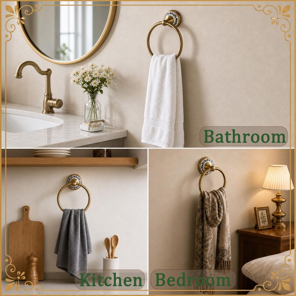 Antique Brass Towel Ring, Rustproof Wall Mounted Towel Rack
