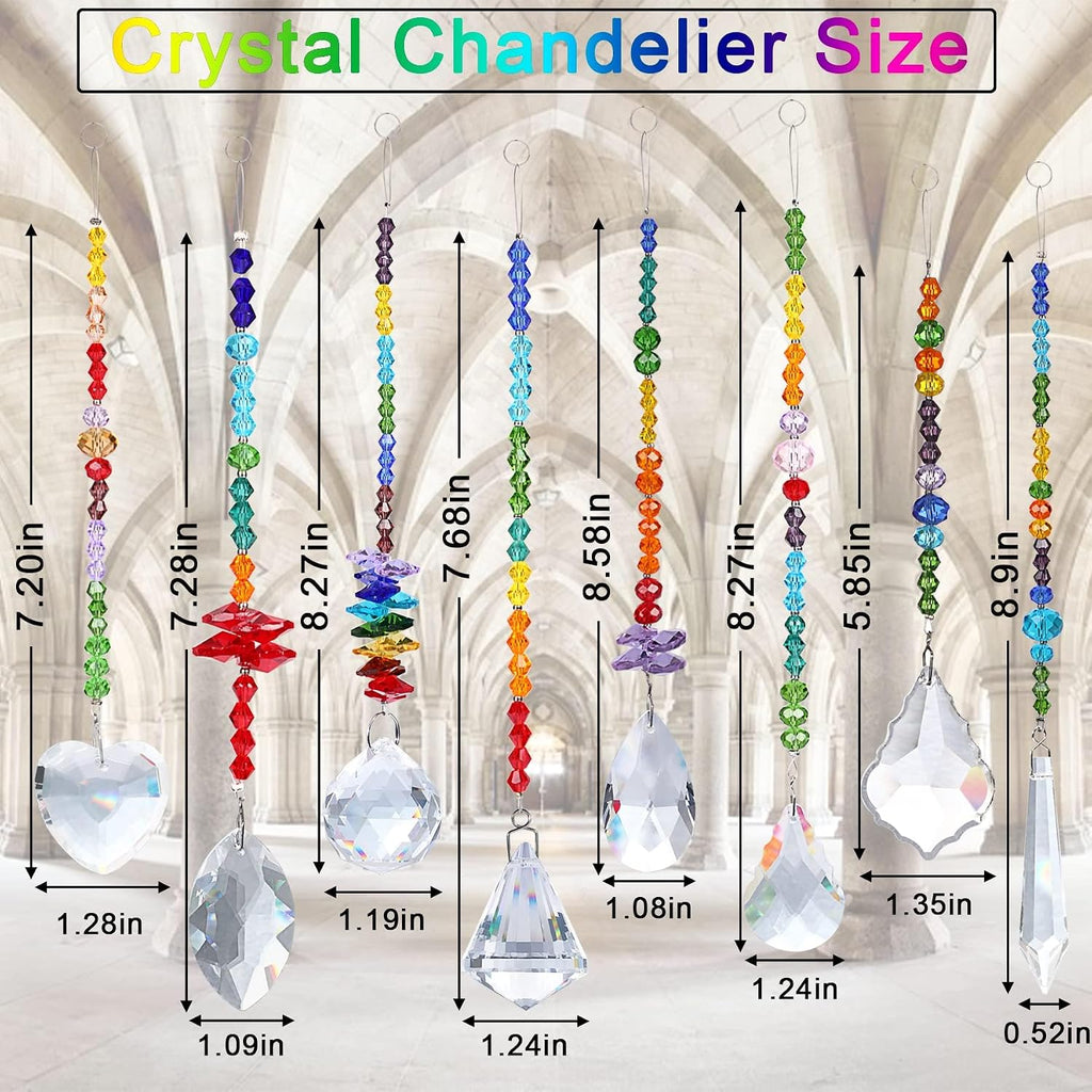 8 Pieces Colorful Crystals Suncatcher Hanging for Window