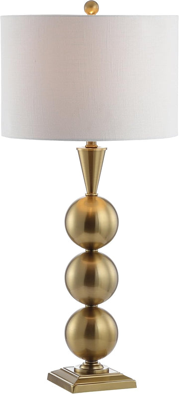 33" Brass Gold Stacked Orb Metal LED Table Lamp, Contemporary Transitional Iron Bedside Lamp Bedroom