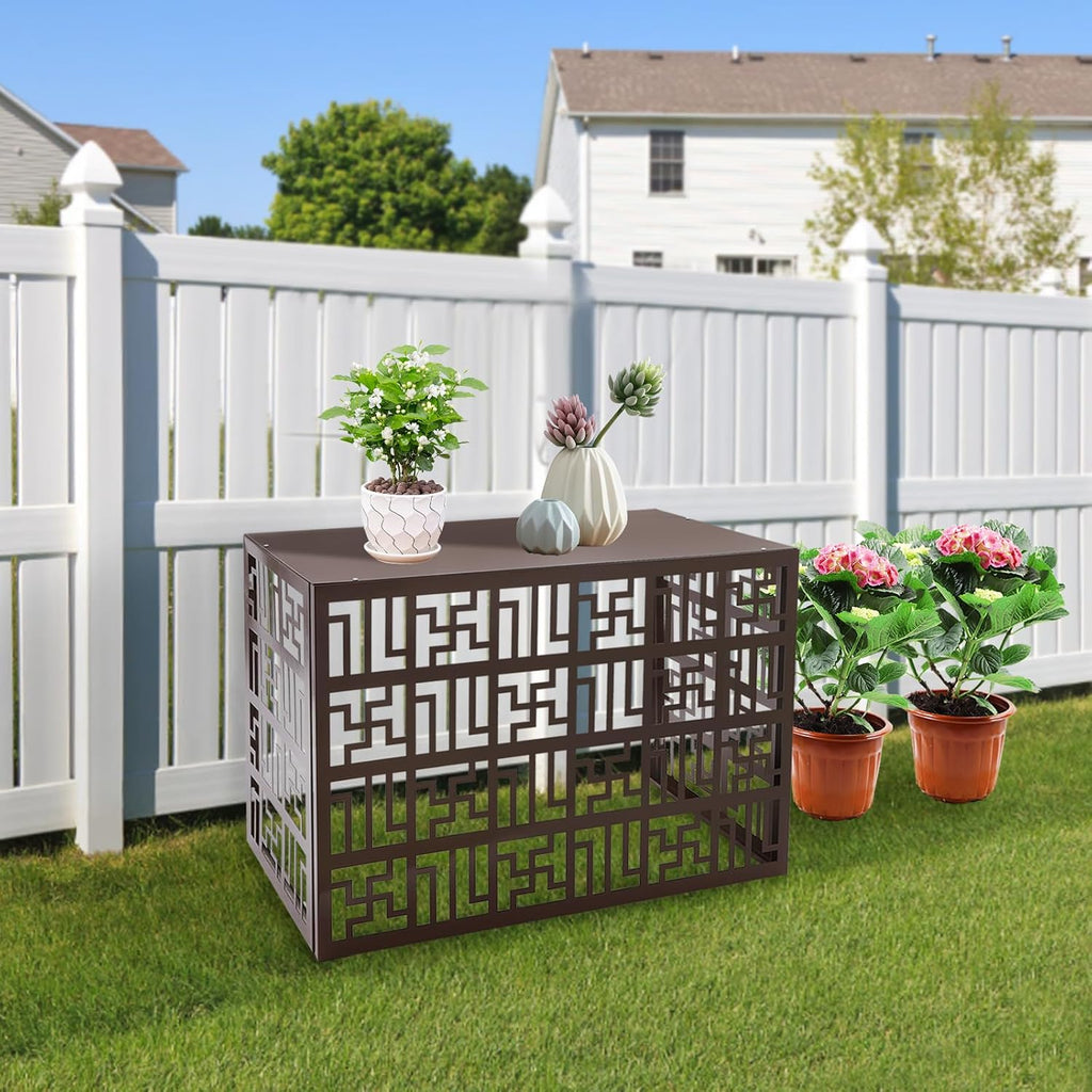 Outdoor Air Conditioner Privacy Fence Panels, 43" W x 31" H Metal AC Unit Cover, Aluminum Alloy Privacy Screen with