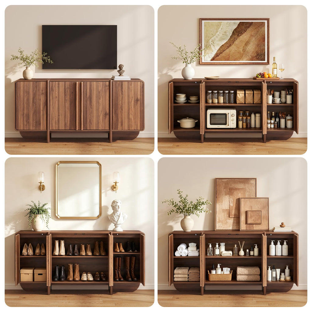 63'' Fluted Sideboard Buffet Cabinet with Storage(4 Door)