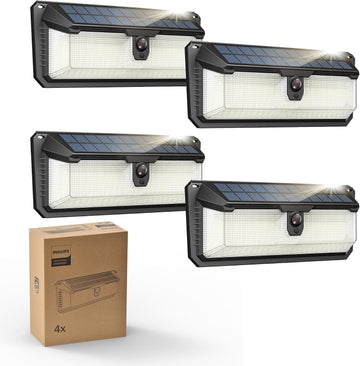 Solar Lights Motion Sensor Outdoor, 258 LEDs Solar Powered Security Lights, 3 Lighting Modes, Waterproof Wall Light