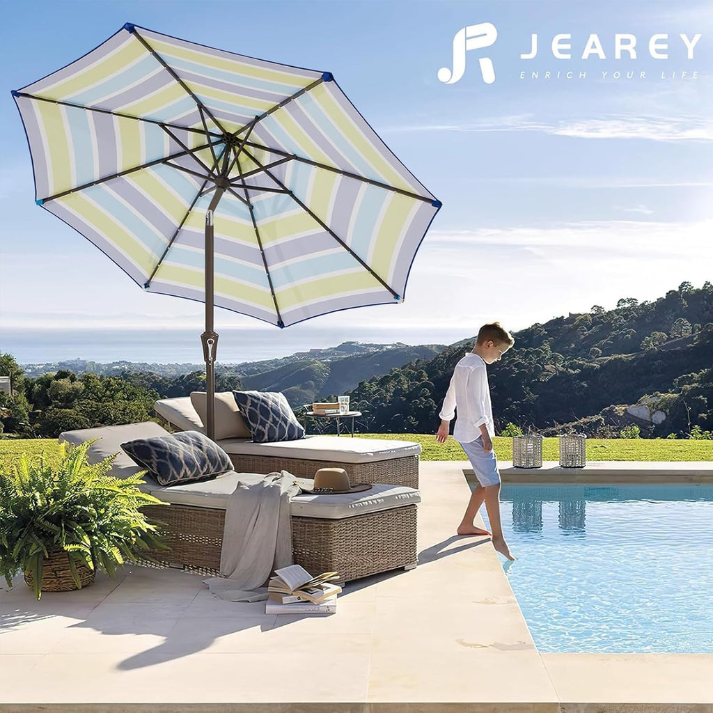 9FT Outdoor Patio Umbrella Outdoor Table Umbrella with Push Button Tilt and Crank - 9 ft