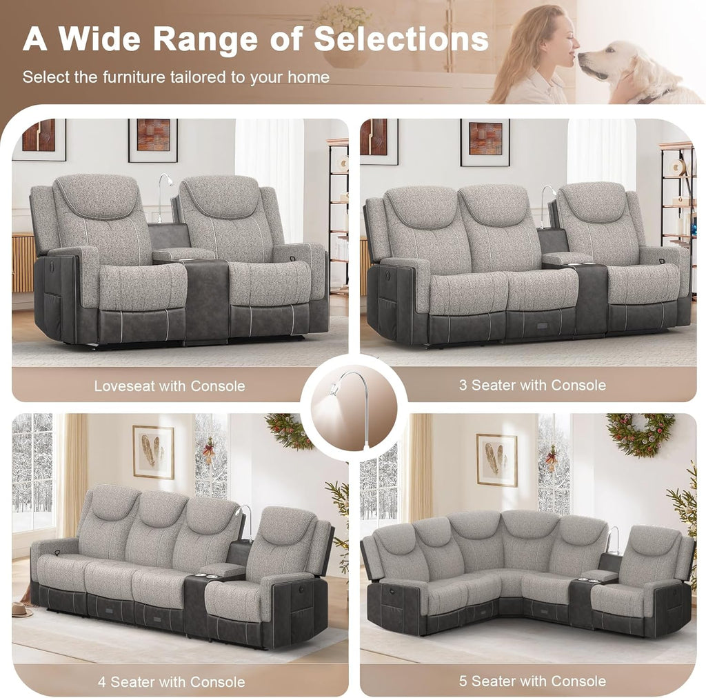 Home Theater Seating, Manual Recliner Sectional Sofa for Living Room