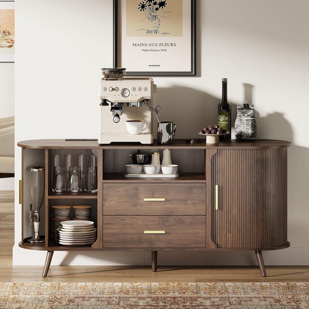 60" Sideboard Buffet Cabinet with Storage, Sliding Door & Adjustable Shelf