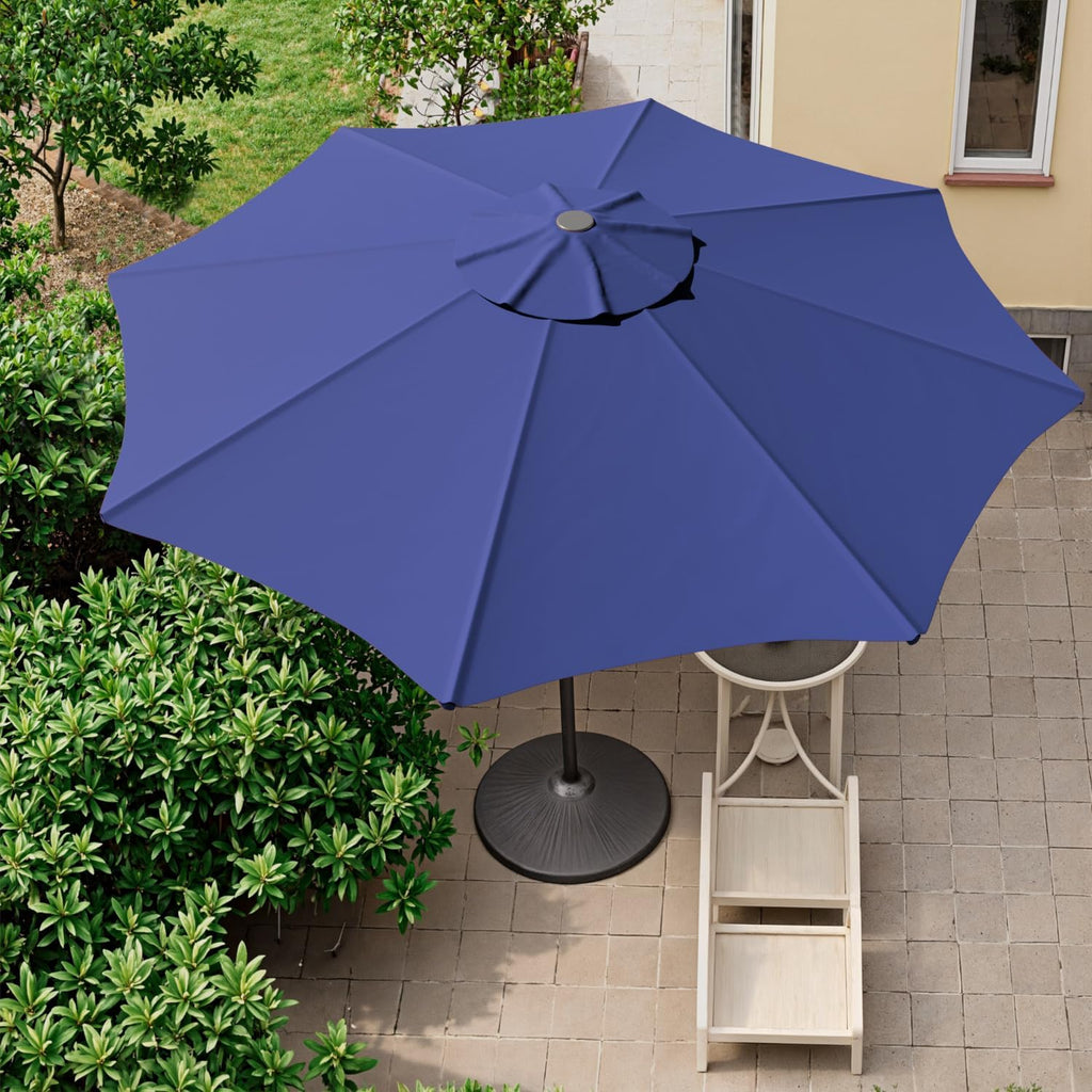 Outdoor Patio Umbrella with One Push Button Tilt and Crank, 8 Sturdy Ribs Market Table Umbrella
