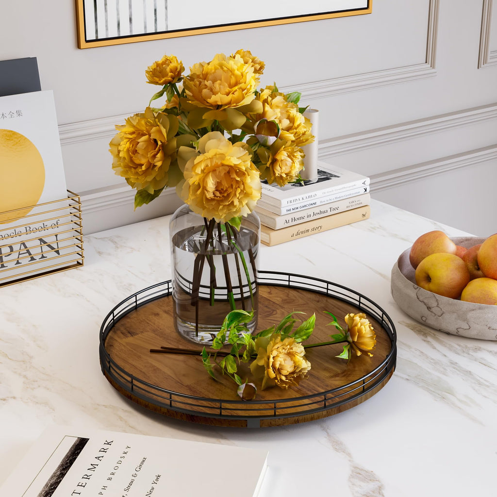 Farmhouse Oak Lazy Susan Organizer, Walnut Finish