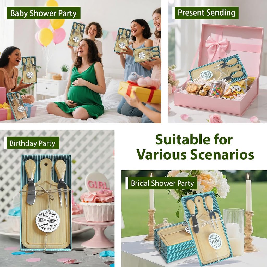 12 Sets Bridal Shower Game Prizes, Mini Charcuterie Boards, Bamboo Wooden | With Knifes Forks, Thank You Tags and