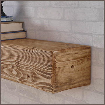 Handmade Rustic 72 Inch Fireplace Mantel Shelf, Light Rustic 8Dx6H