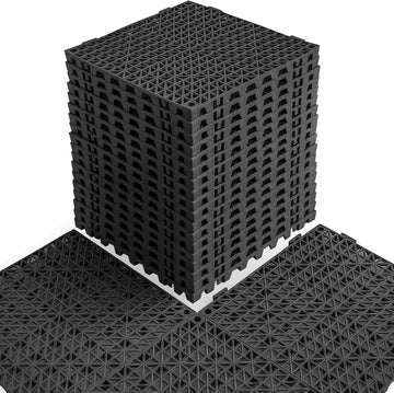 18 Pack 12" x 12" Modular Interlocking Floor Mats, Soft PVC Non-Slip Drainage Tiles, Splicing Rubber Cushion Flooring
