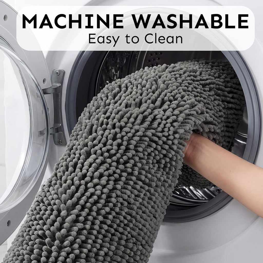 Bathroom Rugs 47x28, Ultra Soft Chenille Bath Mat, Super Absorbent & Quick Dry Bathroom Mat, Non Slip Machine