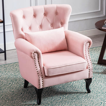 Accent Reading Arm Chairs Bedroom, Midcentury Modern Comfy Corner Sofa Chair, Wingback Waiting Room Club Chair with