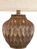 Buckhead Modern Accent Table Lamp 22" High Warm Bronze Brown Sculptural Geometric Textured Urn Tapered Fabric Drum