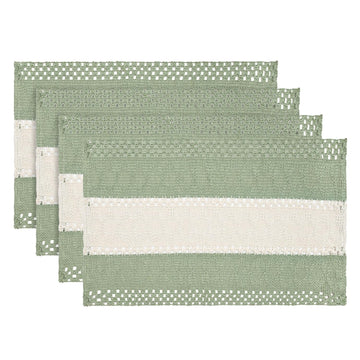 Light Green Rustic Farmhouse Placemats Set of 4-12x18 Inch