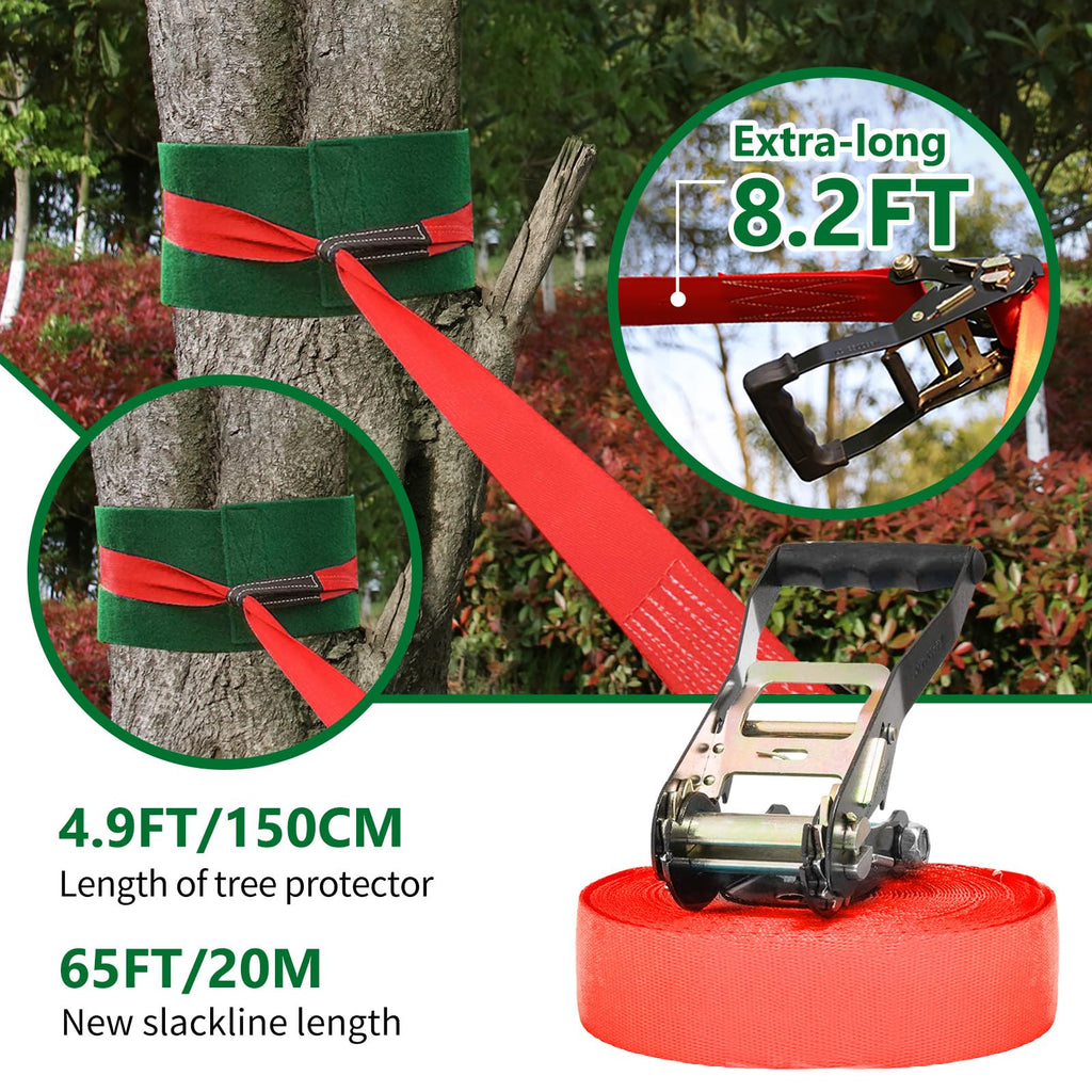 65FT Ninja Warrior Obstacle Course for Kids - Double Longest Slacklines with 10 Most Complete Accessories for Kids