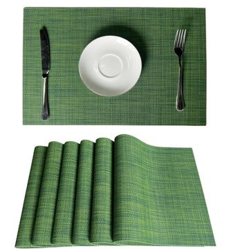 Placemats Set of 6 for Dining Table, 17.7" x 11.8", Hunter Green