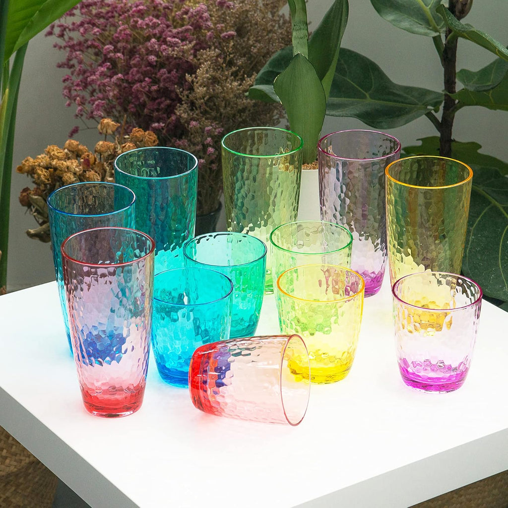 Hammered 26-ounce Plastic Tumbler Acrylic Glasses, set of 6 Multicolor