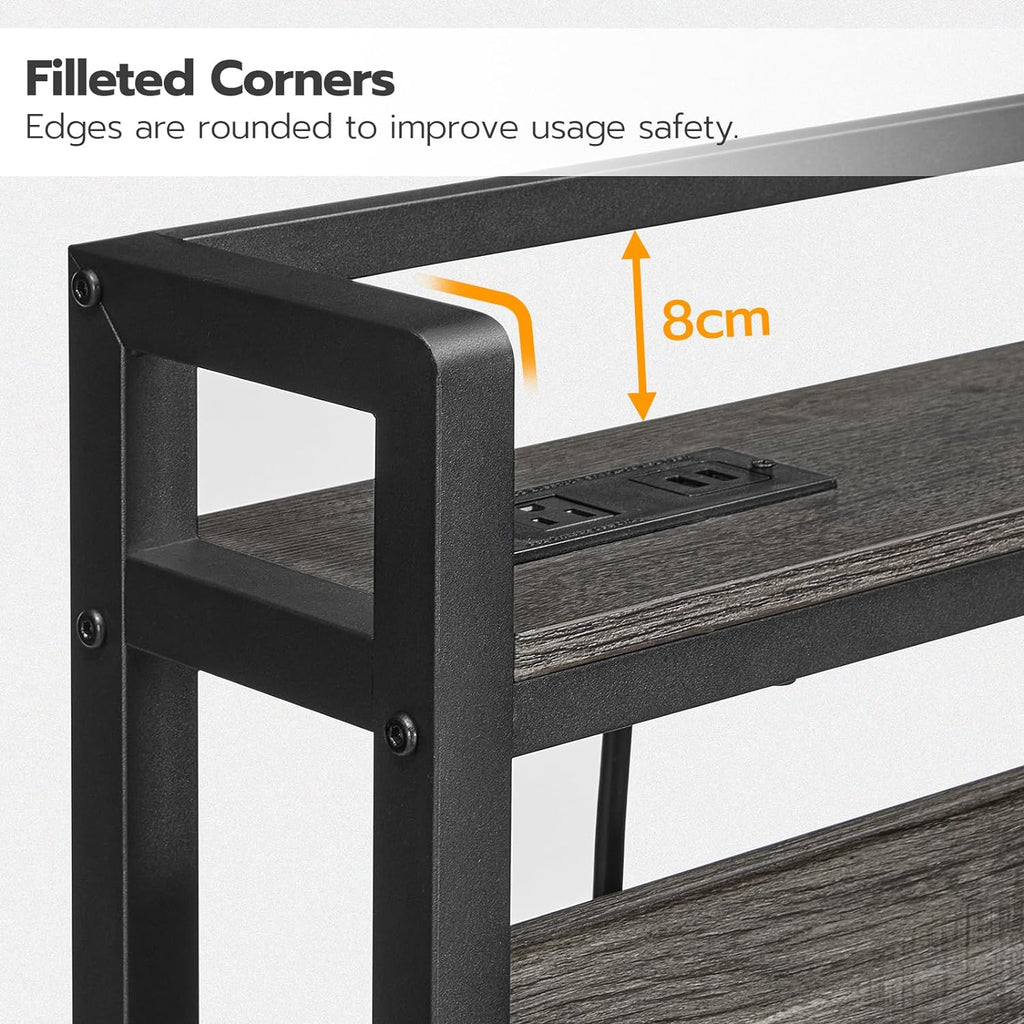 King Headboard, Headboard with 2 Outlets and 4 USB Ports, Adjustable Height, Storage Rack, Sturdy and Stable