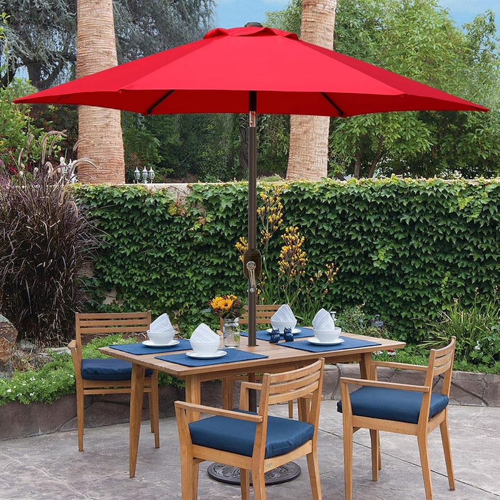 7.5 ft Patio Umbrella, Yard Umbrella, Outdoor Market Umbrella with Push Button Tilt Crank (Red)