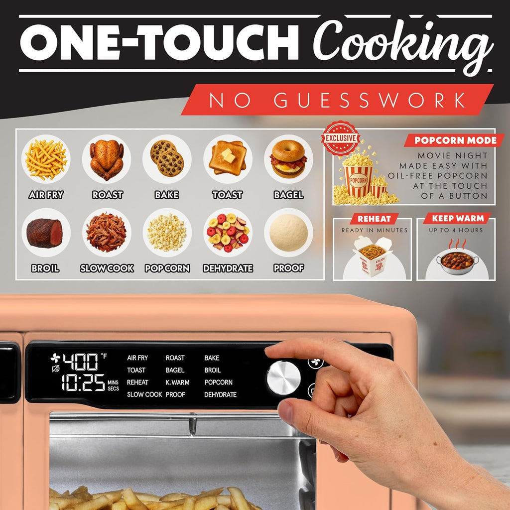 French Door Air Fryer Oven - 37 Qt Large Capacity Convection Toaster Oven, FryForce 360°, Digital Display, 12 Cooking